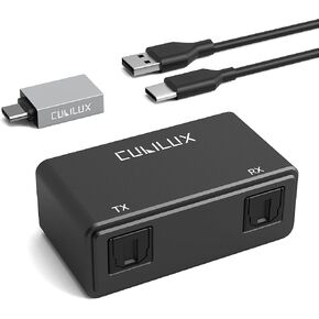 Cubilux UCSTR-B3 USB to SPDIF Input Output Adapter, 2-in-1 USB to TOSLINK Optical Transmitter Receiver Compatible with MacBook, Laptop, Computer, PC, Stereo Sound ONLY, NOT for Phone or Tablet