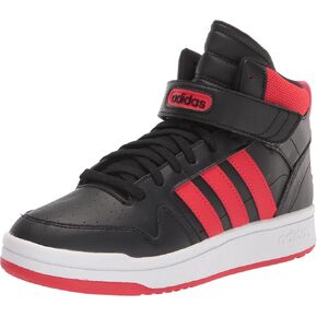 adidas Postmove Mid Basketball Shoe, Black/Black/Blue Rush, 2 US Unisex Little Kid