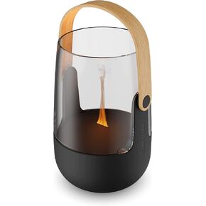 Stadler Form Aroma Diffuser and Lantern Sophie with Bamboo Handle for Indoors and Outdoors, disperses Essential Oils and Lights up with Flame Effect, Battery Running time of up to 11 Hours, Black