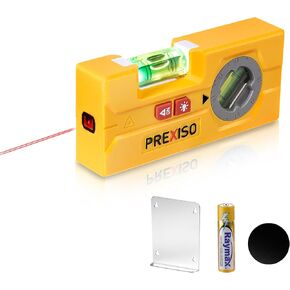 PREXISO 2-in-1 Line Laser Level - Mini Torpedo Level with Light, 3-3/4 inch Rotatable Magnetic Pocket Level & 30Ft Laser Line Leveler Tool for Hanging Picture, Wall Marking Painting, Home Renovation