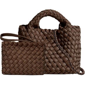 Women Handbags and Purses All-match Woven Composite Bag Travel Pouch Phone Bag Small Tote Shoulder Bag Chain Crossbody Bag