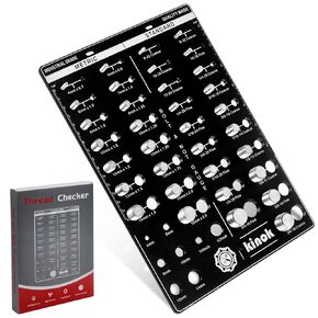 42 Nut and Bolt Thread Checker, Kinok Bolt Size and Thread Gauge, 19 Standard & 15 Metric Sizes & 8 Drill Bit Gauge Bolt and Nut Identifier Gauge with Inch and Centimeter Ruler Red