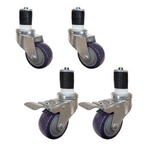 3" Casters for Stainless Steel Work Table | Wheels for Metal Prep Tables | Set of 4