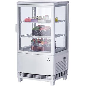 Commercial Refrigerator Display Case 2.1 Cu.FT, Countertop Display Refrigerator, Two Glass Door Display Fridge with LED Lighting, Adjustable Shelves, Double-Layered Glass