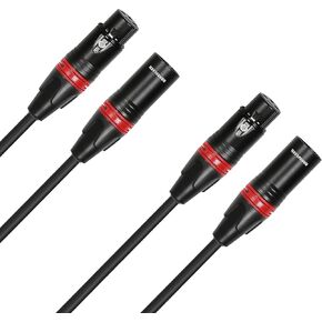 Rannsgeer 2 Pack XLR Male to XLR Female 1 Feet Microphone Cable (1 Ft 2 Pack)
