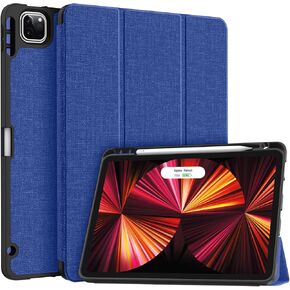 Soke for iPad Pro 11 Case (M2) 2022/2021/2020 with Pencil Holder - [Full Body Protection + Apple Pencil Charging + Auto Wake/Sleep], Soft TPU Back Cover for 2022 iPad Pro 11 inch(B-Lake Blue)