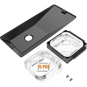 Grease Tray with Catch Pan for Oklahoma Joe's Longhorn Combo Grill, Grease Catcher for Oklahoma joe's 15202029 12201767 14201767, Comes with 15 Aluminum Liners, Replacement for CHR1767048, CHR1767053