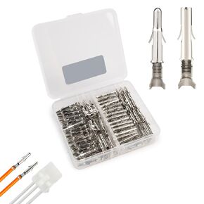 JRready ST6423 6.35mm Diameter Crimp Terminals, Pin and Sockets 14-20AWG, Compatible with Molex MLX Power Male & Female Crimp Terminals (50 Pair)