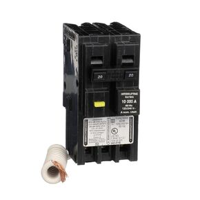 Square D - HOM220GFIC Homeline Circuit Breaker, 20-Amp, 120/240V, 2-Pole, GFCI, Plug-In Mount