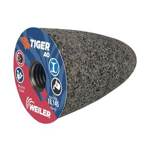 Weiler 68310 TIGER AO TYPE 16 Round Tip Portable Grinding Cone, A24-R, 2" X 3" X 5/8-11 (Pack of 12)