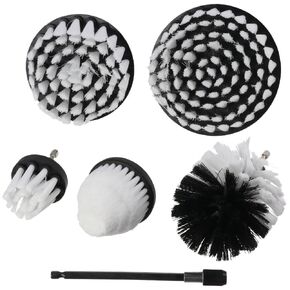 Power Scrubber Set 5pcs Set 1/4in Drive Cleaning Tools Nylon Scrubbing Brushes with 1pc Extension White Power Drill Brush Kitchen
