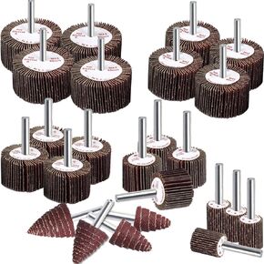 Flap Wheels Sander Set 24 Pcs 1/4" Shank Flap Wheel Grinder 80 Lamellar Aluminum Oxide Sanding Attachment Kit Drills for Wood and Metal