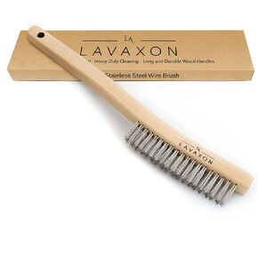 Wire Brush Set-Heavy Duty Stainless & Carbon Steel Bristles with Wood Handle Grip for Rust, Wielding Slag, Dirt & Paint Scrubbing with Deep Cleaning – 14 Inches (Pack of 2)