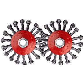5 Pack Wire Wheel Brush for Angle Grinder, 4 Inch Angle Grinder Wire Wheel, Twist Knotted Coarse Crimped Wire Brush for 4 1/2 Angle Grinder, 5/8"-11 Thread Arbor
