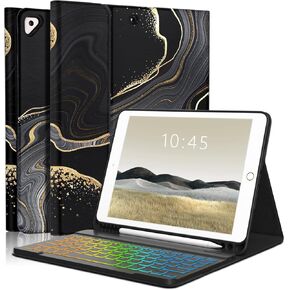 حافظة لوحة مفاتيح iPad الجيل التاسع الجديدة 10.2 بوصة 2021/(الجيل الثامن) 2020/(الجيل السابع) 2019، حافظة لوحة مفاتيح بإضاءة خلفية 7 ألوان لجهاز iPad 10.2 بوصة /iPad Air 3 10.5 بوصة (الجيل الثالث)/iPad Pro 10.5 بوصة مع حامل قلم رصاص( أرجواني) in Kuwait