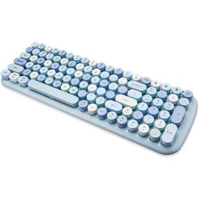 MOFII Wired Keyboard, Cute Colorful Keyboard Full Size, Retro Typewriter Keyboard with Round Keys, USB Computer Keyboard for PC, Laptop, Desktop, Windows (Pink)
