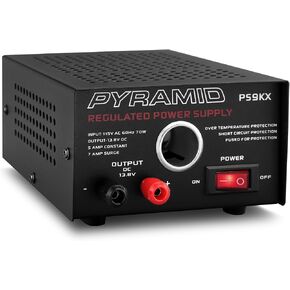 Pyramid Universal Compact Bench Power Supply - 2.5 Amp Linear Regulated Home Lab Benchtop AC-to-DC 12V Converter w/ 13.8 Volt DC 115V AC 50 Watt Power Input, Screw Type Terminals, Cooling Fan PS3KX