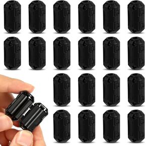 20pcs Clip-On Ferrite, Ferrite Core Bead Ring Core RFI EMI Noise Suppressor Cable Clamp Clip Filter for 7mm Diameter Cable (Black)