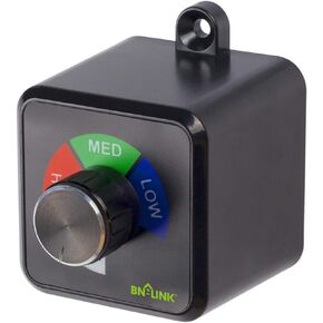 BN-LINK Variable Fan Speed Controller, Plug-in Electric 3 Speed Regulator Adjuster Cordless for Duct Inline Exhaust Vent Blower, Ventilation Fans, AC Motor Speed Controller, 125V, 4.8A, 600W