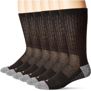 Columbia Men's Pique Weave Crew Socks with Arch Support, 6 Pairs Socks, White, One Size US