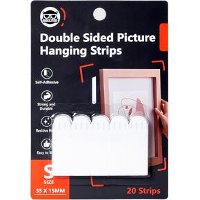 Double Sided Picture Hanging Strips - 20Pcs Self Adhesive Picture Hanger Kit for Wall, Removable and Damage Free Picture Hanging Adhesive Strips - Small in Kuwait