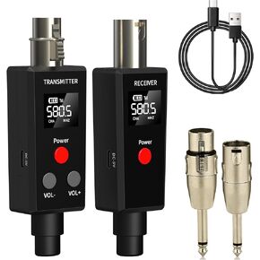 Elimavi 2.4GHz Wireless Microphone System XLR Mic Adapter 6 Channels’ Dynamic Wireless Transmitter and Receiver for Microphone Audio Mixer, PA System and DSLR Camera