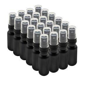 The Bottle Depot - 24 Pack - 0.5 oz Glass Spray Bottle - Black UV - 18-400 Neck Finish - Boston Round Bottles - UV Rays Protection