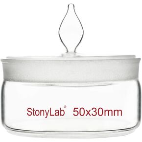 stonylab Low Form Weighing Bottle, Borosilicate Glass Weighing Bottle with Ground Stopper for Lab Use, 70 mm Diameter, 35 mm Height