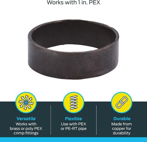 SharkBite 1/2 Inch Copper Crimp Rings, Pack of 100, PEX Pipe, PE-RT, 23102CP100 in Saudi Arabia