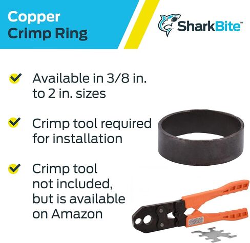 SharkBite 1/2 Inch Copper Crimp Rings, Pack of 100, PEX Pipe, PE-RT, 23102CP100 in Saudi Arabia