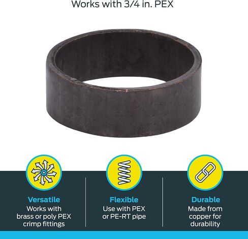 SharkBite 1/2 Inch Copper Crimp Rings, Pack of 100, PEX Pipe, PE-RT, 23102CP100 in Saudi Arabia