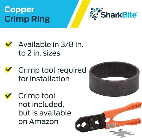 SharkBite 1/2 Inch Copper Crimp Rings, Pack of 100, PEX Pipe, PE-RT, 23102CP100 in Saudi Arabia