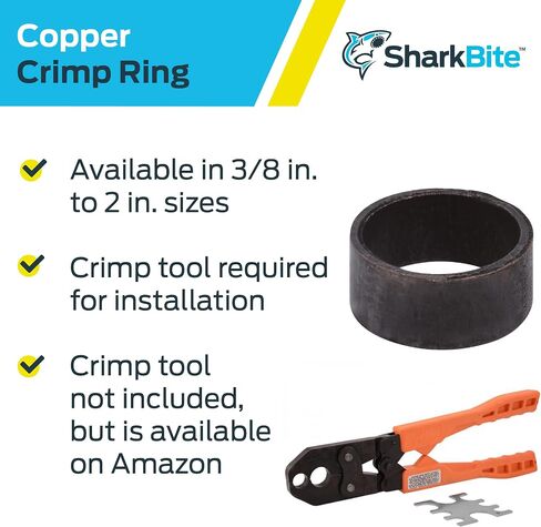 SharkBite 1/2 Inch Copper Crimp Rings, Pack of 100, PEX Pipe, PE-RT, 23102CP100 in Saudi Arabia