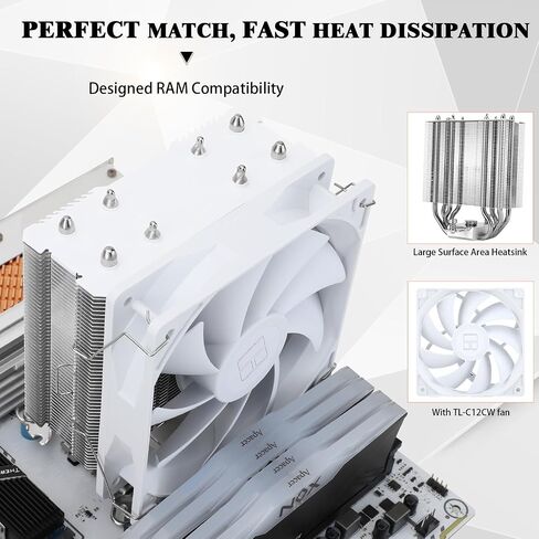 مبرد هواء وحدة المعالجة المركزية Thermalright Assassin X120 Refined SE CPU، 4 أنابيب حرارية، مروحة TL-C12C PWM، غطاء مبدد حرارة من الألومنيوم، تقنية AGHP، لـ AMD AM4 AM5/Intel LGA 1150/1151/1200/1700 in Kuwait