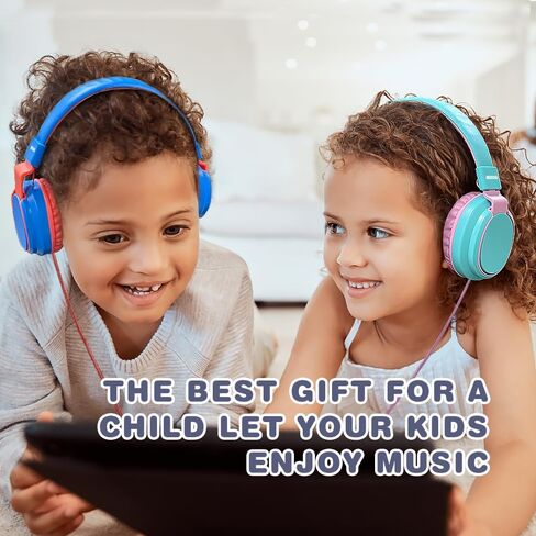 Wired Kids Headphones for School with Cord Mic,Safe Volume Limit 85/94dB | Adjustable Headband Foldable Over-Ear Lightweight for Toddler Girls Boys Travel/Tablet/iPad,HD Stereo Sound,3.5mm,Pink in Kuwait