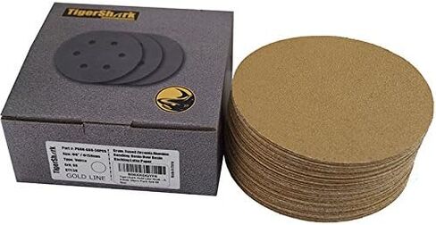 TigerShark 6 Inch Sanding Discs No Hole Grit 400 50pcs Pack Special Anti Clog Coating Paper Gold Line Hook and Loop Dual Action Air Random Orbital Sander Paper Very Fine in Saudi Arabia