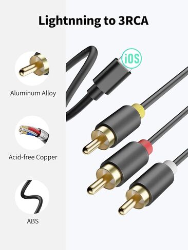 YEHUA USB C to RCA Converter Cable, Micro USB to RCA Video Conversion Cable, 3RCA Adapter Compatible with iPad with USB C Port and All Android Phones to HDTV/Blu-ray/PAL(78.7inch) in Saudi Arabia