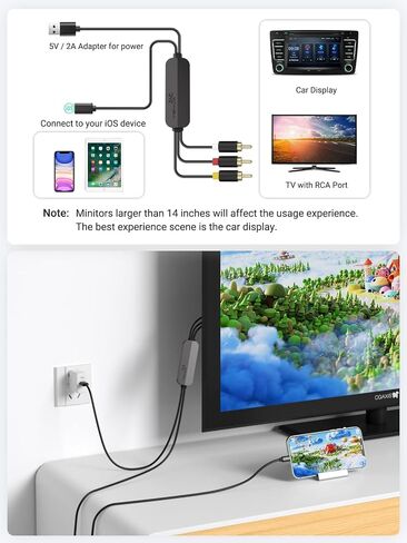 YEHUA USB C to RCA Converter Cable, Micro USB to RCA Video Conversion Cable, 3RCA Adapter Compatible with iPad with USB C Port and All Android Phones to HDTV/Blu-ray/PAL(78.7inch) in Saudi Arabia