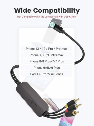 YEHUA USB C to RCA Converter Cable, Micro USB to RCA Video Conversion Cable, 3RCA Adapter Compatible with iPad with USB C Port and All Android Phones to HDTV/Blu-ray/PAL(78.7inch) in Saudi Arabia
