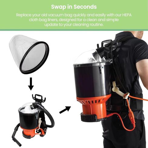 2KE2105000 HEPA Cloth Bag Liner for Hoover and Royal Backpack Vacuum Cleaner, Reusable Type Y Vacuum Bags Replacement Fit Hoover C2401 and C2401010 Shoulder Vac Pro, Royal RY4000 RY4001, 2Psc in Kuwait