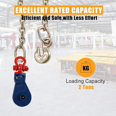 2 Ton Snatch Block with G70 Chain, 3'' Single Sheave Block w/Swivel Hook Fit 3/8'' Wire Cable Heavy Duty for Pulling Wrecker Roll Back Recovery in Saudi Arabia