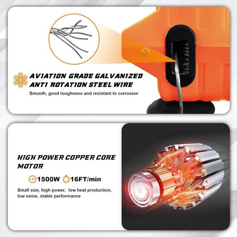 Power Electric Portable Hoist Winch 1500LBS, 3 in 1 Electric Cable Hoist 110V 25 FT with Lifting Strap, Electric Hoist Lift Ceiling Winch for Lifting Towing in Saudi Arabia