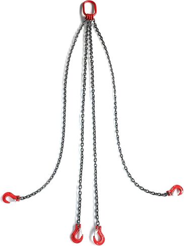 Pindex 5ft 3t سلسلة حبال للرفع، 6610 رطل من البوليستر حزام رفع حبال سلسلة رافعة مع G80 سبائك الصلب 4 أرجل انتزاع هوك وضبط، طول قابل للتعديل وزاوية لقطر آمن in Kuwait