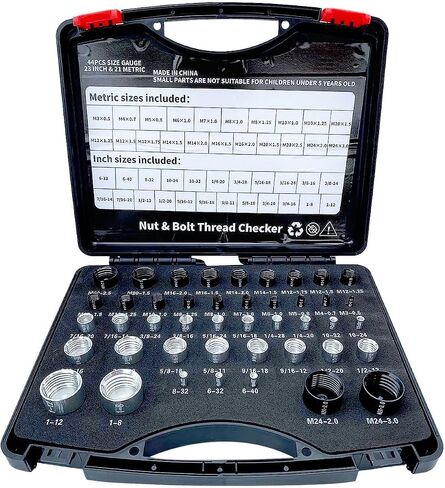 44 Nut and Bolt Thread Checker - Accurate Measurement Bolt Size and Thread Gauge, Easy to Use Bolt Thread Identifier & Bolt Size Finder, Durable Thread Checker Standard and Metric Tool. in Saudi Arabia