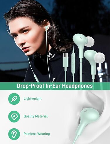 USB C Headphones Wired Type C Earphone for iPhone 15 Plus iPad 10 Google Pixel 8 7 Pro 7A Magnetic Earbuds Microphone Stereo DAC for Android Samsung S20 S21 S22 S23 FE Ultra Note 20 A54 Z Flip 5 Fold in Kuwait