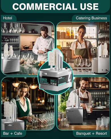 Glass Polisher,2 Pure cotton Brushes Electric Wine Glass Polisher with High Powered Heater, Stainless-Steel Commercial glass polisher machine,Safe & Hygienic for Bar Kitchen Restaurants in Saudi Arabia