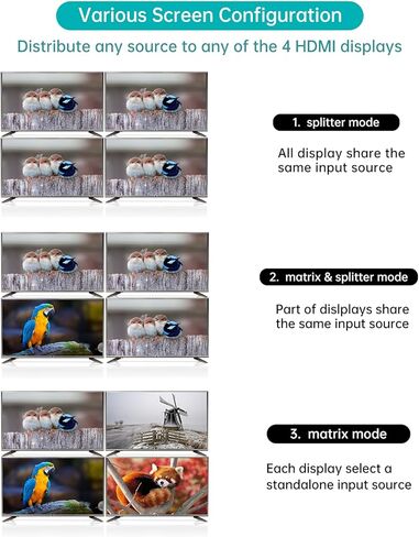 MT-VIKI 4K HDMI Matrix Switch 8x8، 4K@30 هرتز محول وموزع على حامل مع منفذ RS232 LAN بإضاءة خلفية وEDID، شريحة ADI مدمجة في الولايات المتحدة (8 في 8 خارج) in Kuwait