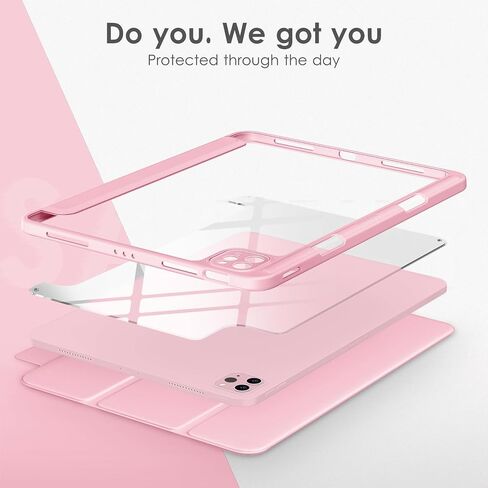 حافظة DTTOCASE لجهاز iPad Air الجيل الخامس / الرابع مقاس 10.9 بوصة (2022/2020)، حافظة iPad Pro مقاس 11 بوصة مع غطاء خلفي شفاف [حامل أقلام مدمج، النوم/الاستيقاظ التلقائي، حماية الكاميرا] - أزرق أرجواني in Saudi Arabia