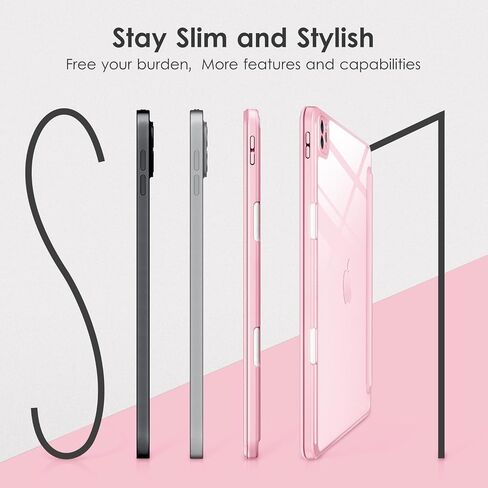 حافظة DTTOCASE لجهاز iPad Air الجيل الخامس / الرابع مقاس 10.9 بوصة (2022/2020)، حافظة iPad Pro مقاس 11 بوصة مع غطاء خلفي شفاف [حامل أقلام مدمج، النوم/الاستيقاظ التلقائي، حماية الكاميرا] - أزرق أرجواني in Saudi Arabia