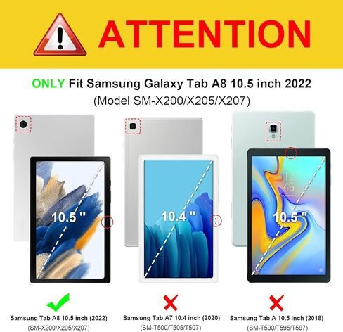 Fintie Hybrid Slim Case for Samsung Galaxy Tab A8 10.5 Inch 2022 Model (SM-X200/X205/X207), Shockproof Cover with Clear Transparent Back Shell, Auto Wake/Sleep, Black in Saudi Arabia
